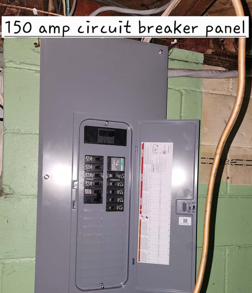New 150-amp circuit breaker panel that replaced the 60-amp fuse panel